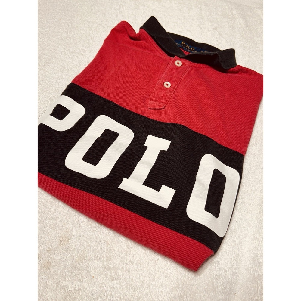 Polo Ralph Lauren Men's M Custom Slim Fit Large POLO Color Block Logo Cotton